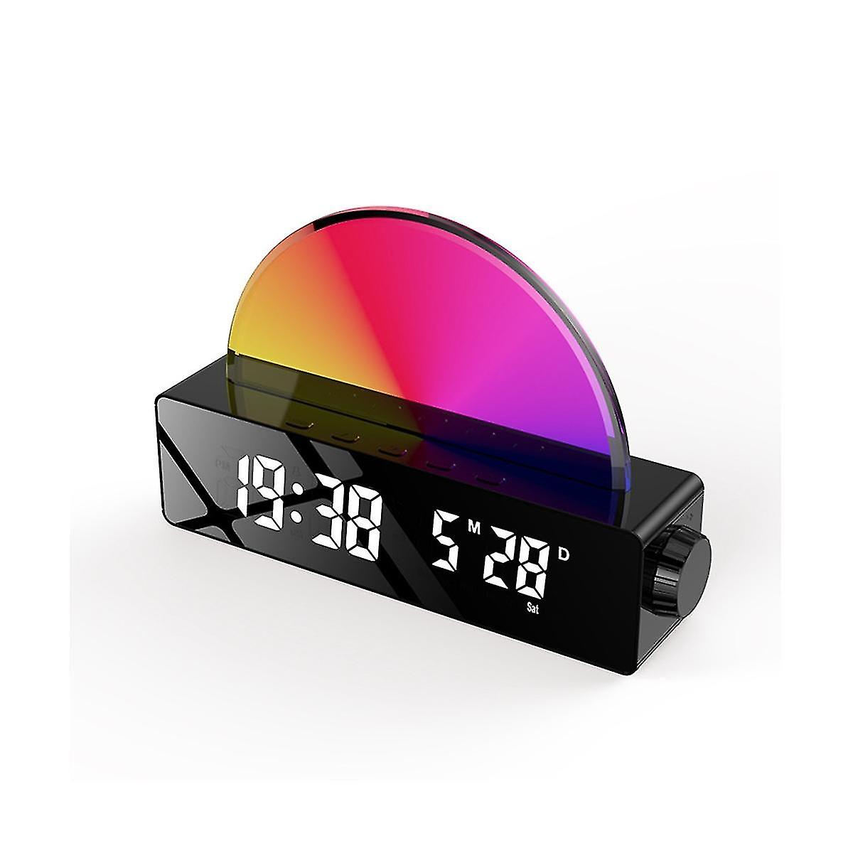 Sunrise ， Wake Up Light Dawn Simulator， Bedside Lamp Multi Color Night Light With Usb Charger， Blac