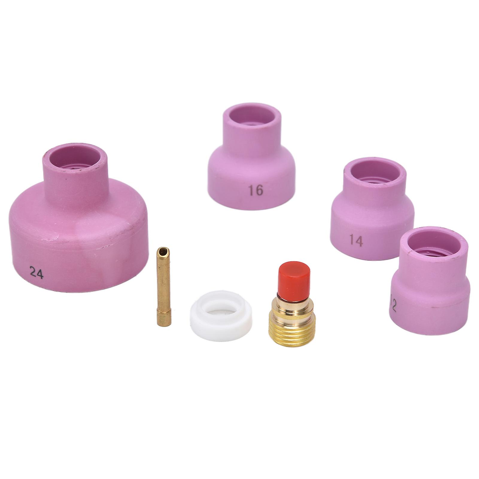 7pcs Tig Gas Lens Kit Ceramic Cup Electrode Holder Connector Ptfe Front Cover For Wp 9 20 25