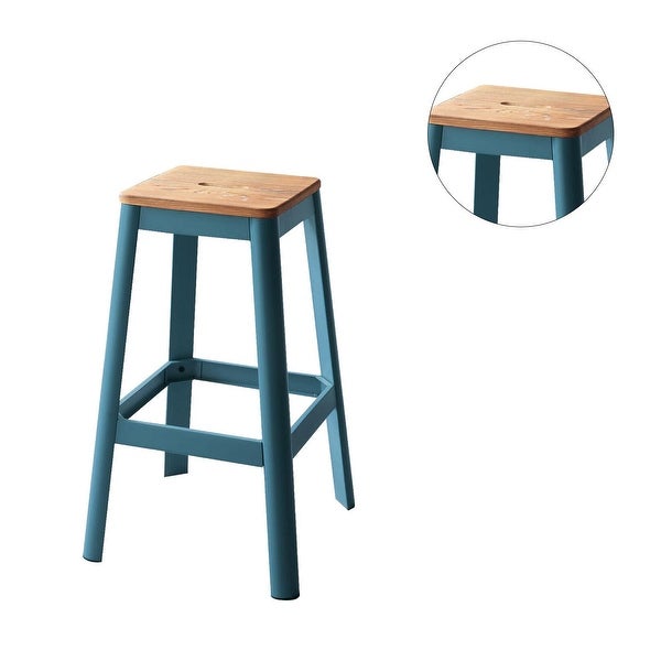 Wood Seat Backless Barstool