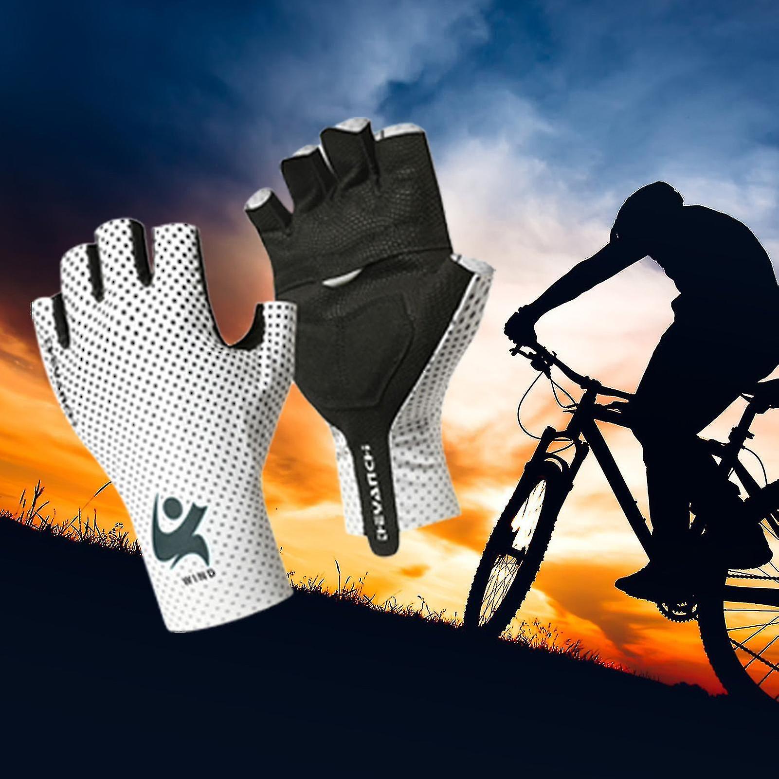 1 Pair Anti-slip Letter Print Suncreen Cycling Gloves Unisex Cycling Half-finger Gloves For Summer