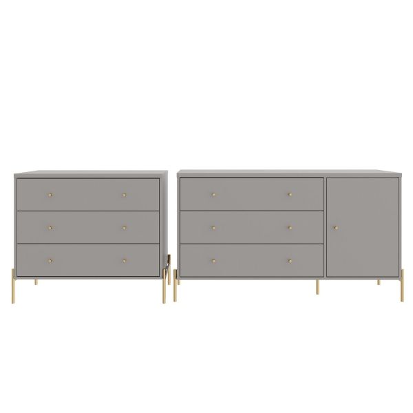 Jasper Sideboard Dresser and Classic Dresser Set of 2 in Grey