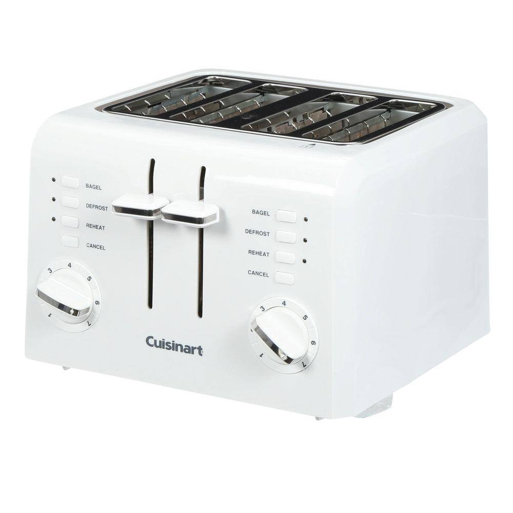 Cuisinart Compact 4-Slice White Wide Slot Toaster with Crumb Tray CPT-142P1