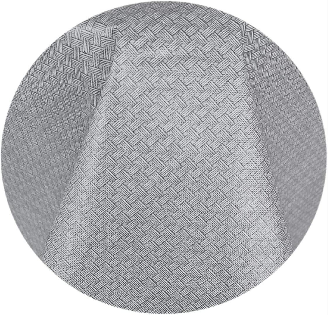 Basketweave Solid Color Vinyl Flannel Backed Tablecloth, Basket Weave Textured Look Indoor/Outdoor Waterproof Tablecloth, Patio Kitchen Dining, 70” Zippered Umbrella Round, Grey