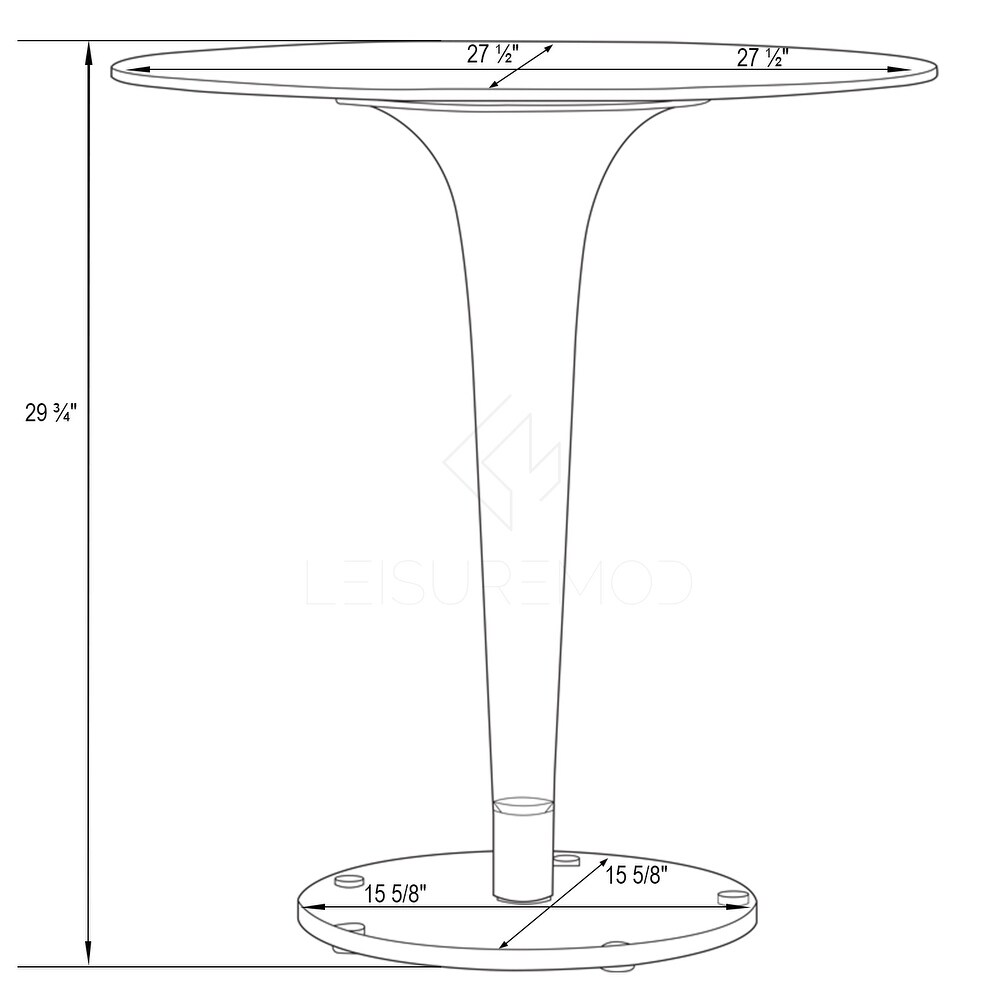 LeisureMod Linden Modern 28 inch Round Glass Accent Dining Table   Clear   27x27