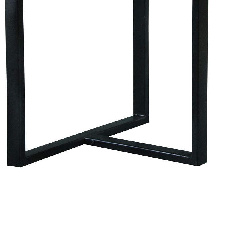 Industrial Minimalistic End Table With Mango Wood Top And Metal Frame， Brown And Black