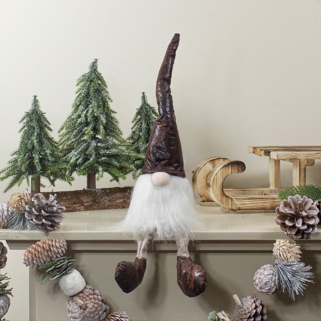 White And Brown Sitting Gnome Christmas Decoration