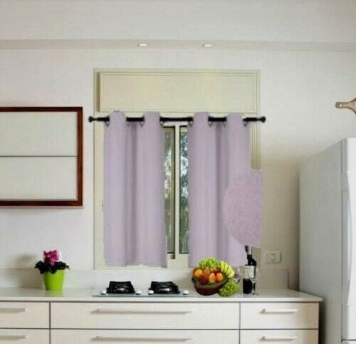 K54 Thermal Panel Light Pink solid color 1 Panel Grommets Kitchen Tier Window Curtain 3 Layered Thermal Heavy Thick Insulated Blackout Drape Treatment Size 28 Wide X 54 Length