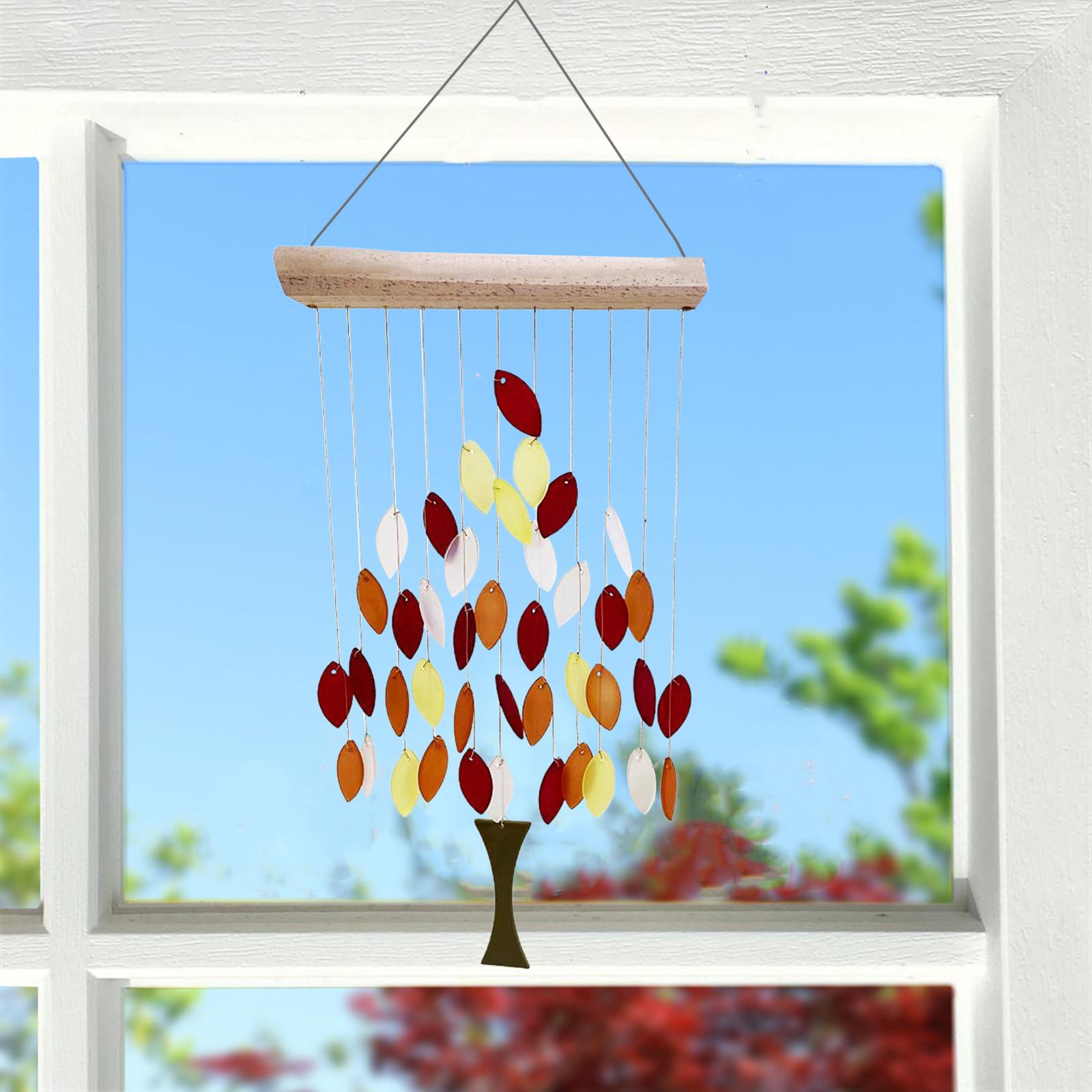 Garden Wind Chimes Beautiful Maple Leaves Garden Gifts Rotatable Windchime Hanging Decoration Clearance Outside Yard Patio Home Decor Ornament - orange