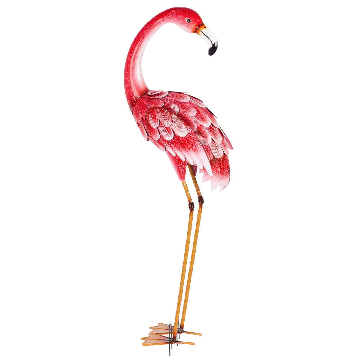 Kircust Flamingo Garden Statues and Sculptures, Metal Birds Yard Art Outdoor Statue, Large Pink Flamingo Lawn Ornaments for Home, Patio, Backyard Decor (2-Pack)