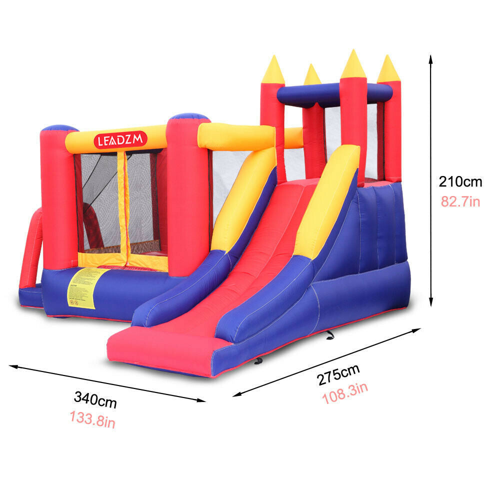 Children's outdoor bouncy castle, inflatable bounce house, 420D Oxford cloth + coating scraping surface (including fan)