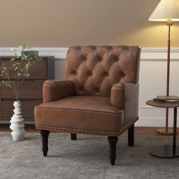 PU Leather Living Room Accent Chair with Tufted Back