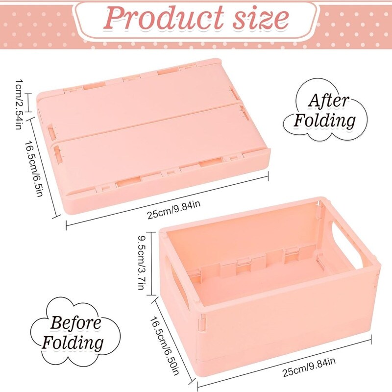 Pink Foldable Plastic Storage Crates