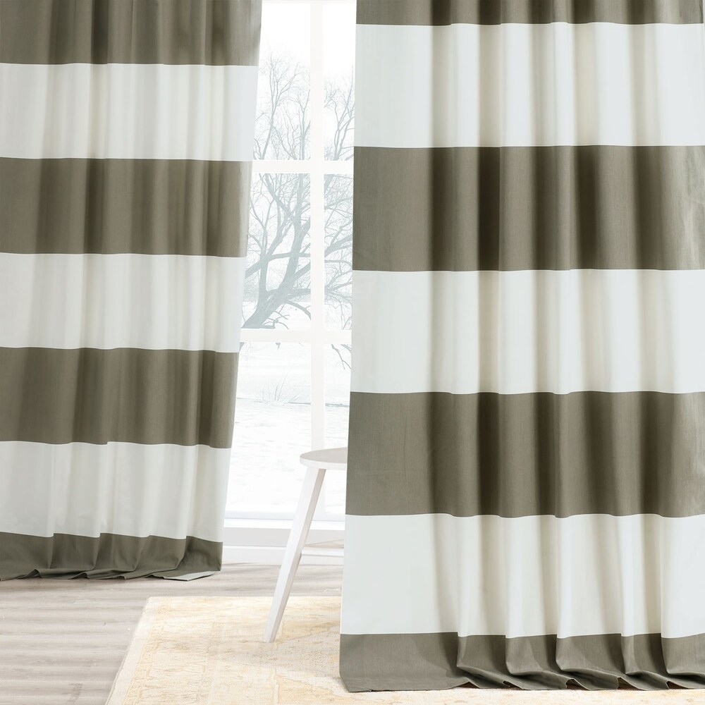 Exclusive Fabrics Cabana Cotton Horizontal Stripe 96 inch Curtain (1 Panel)