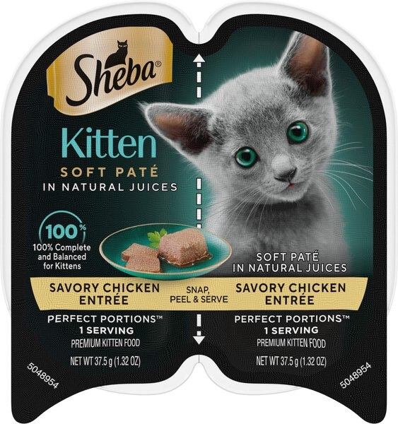 Sheba Perfect Portions Kitten Chicken Paté Wet Cat Food， 2.65-oz can， 24 count