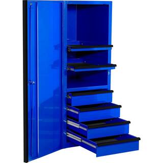 Extreme Tools EXQ 24 in. 4-Drawer 2-Shelf Blue Professional Side Tool Chest with Black Handles EX2404SCQBLBK