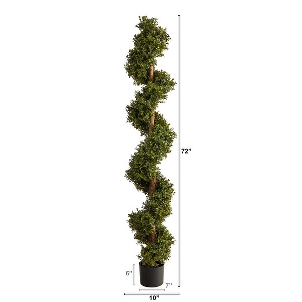 6' Boxwood Spiral Topiary Artificial Tree in Black Pot