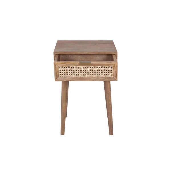 Sedona Mid-Century Modern 1-Drawer Acacia Side Table， Light Brown