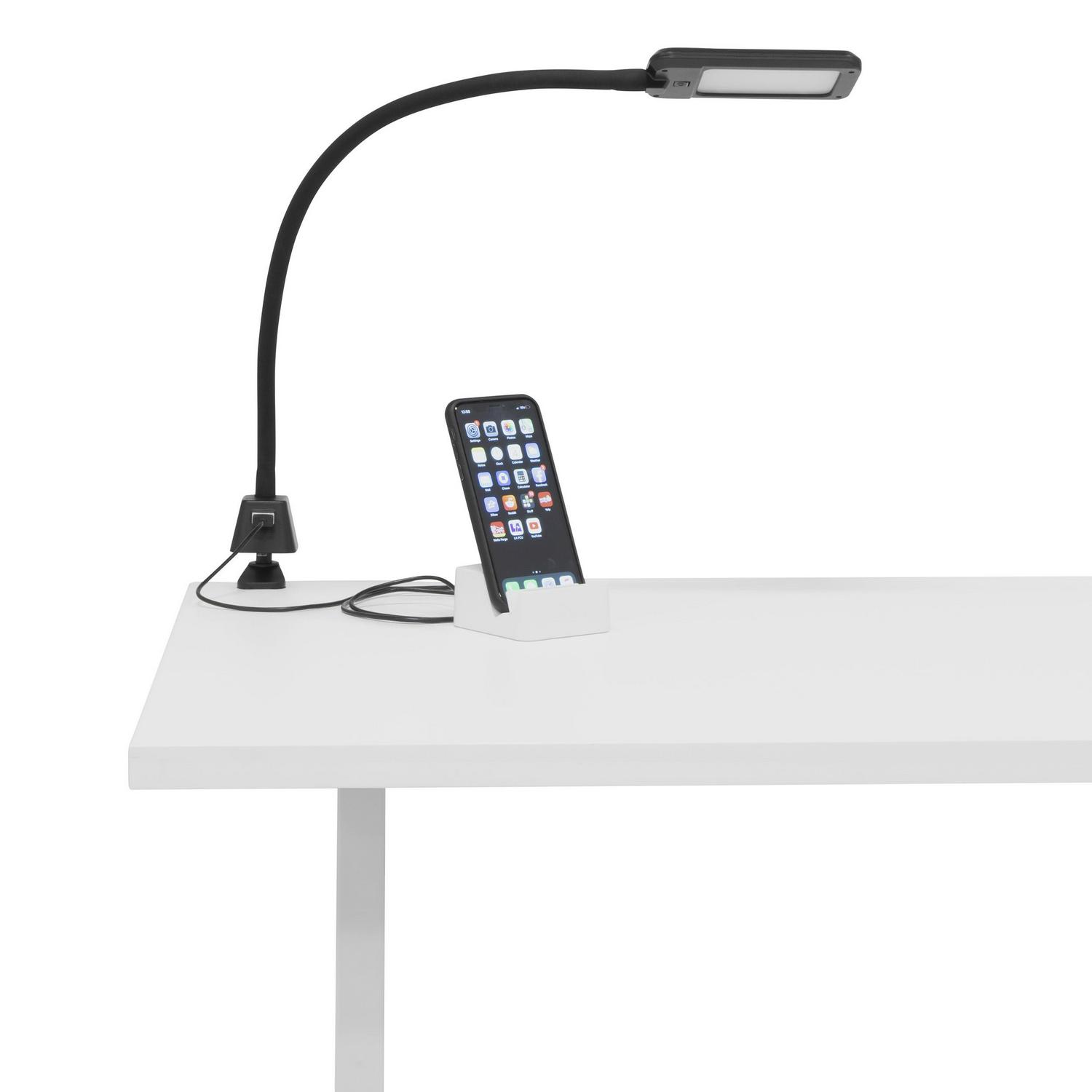 Studio Designs 12007 LED Flex Lamp for Office， Art and Sewing or Crafts with USB Charging Base， Black