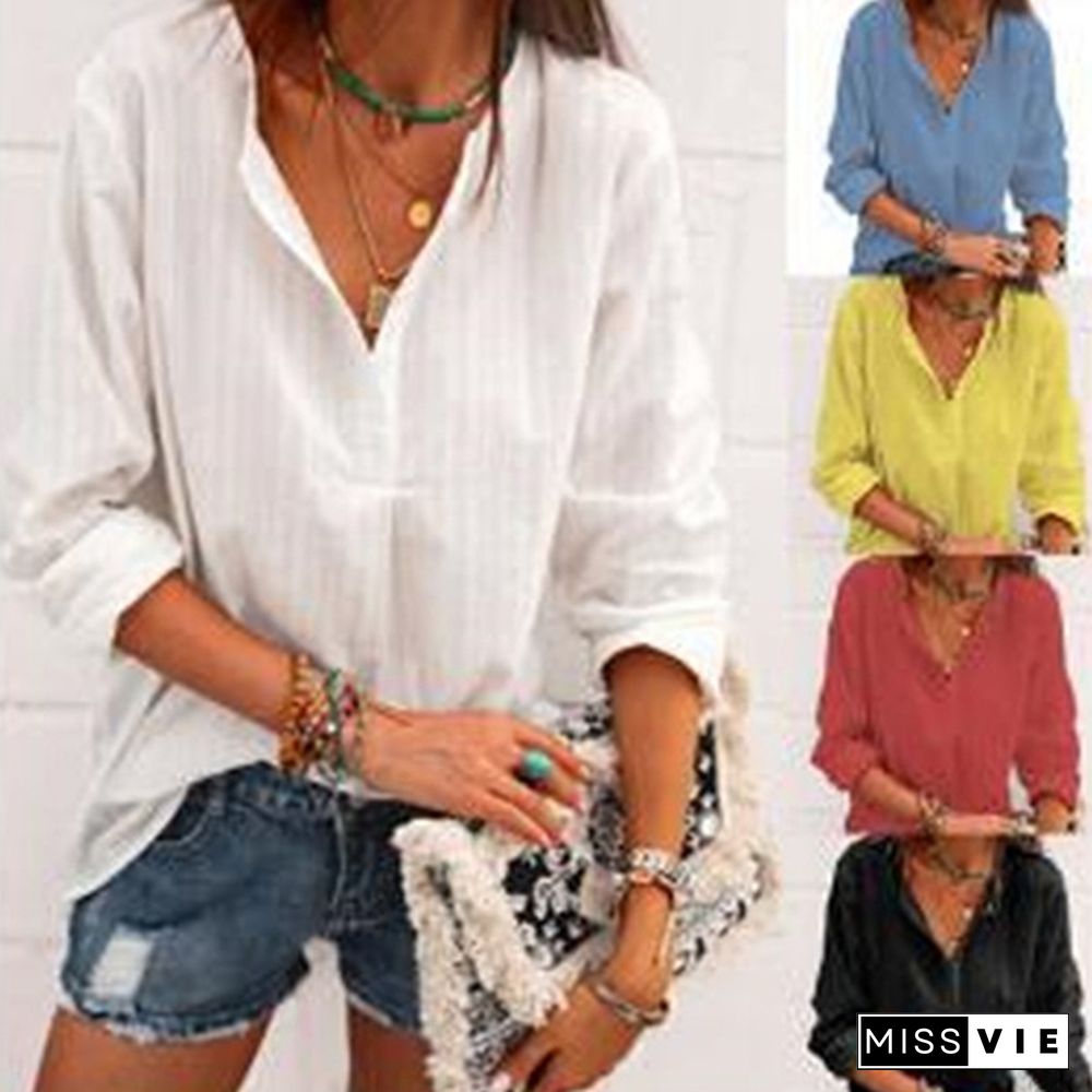 Jacquard Spring and Autumn Loose Blouse Open Tube Round Neck Woven T-shirt