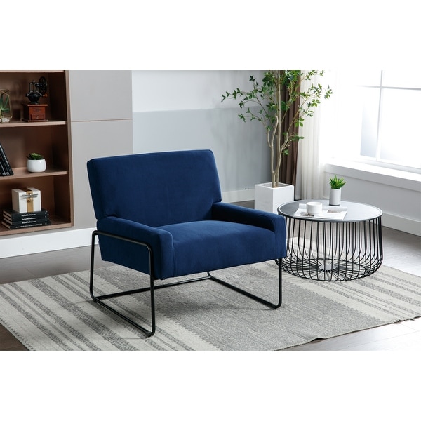 Modern Industrial Slant Armchair with Metal Frame