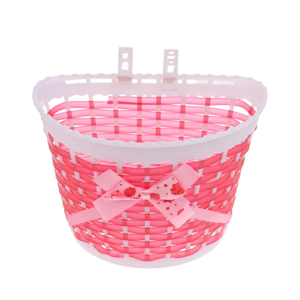 2 Pieces Childrens Kids Girls Bike Bowknot Front Basket with Flowers