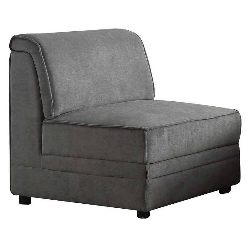 Bois Armless Chair (Reversible)， Gray Velvet