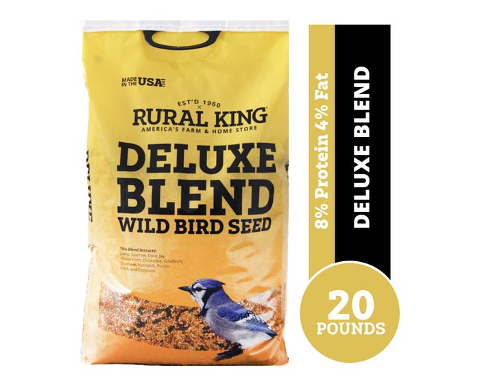 Rural King Deluxe Blend， Wild Bird Seed， 20 lb. Bag