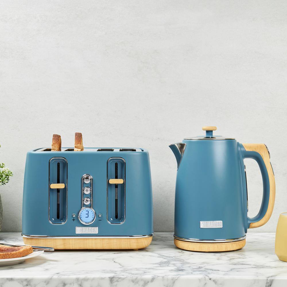 HADEN Dorchester 7-Cups Stone Blue Cordless Electric Kettle with LCD Display and Keep Warm Function 75047