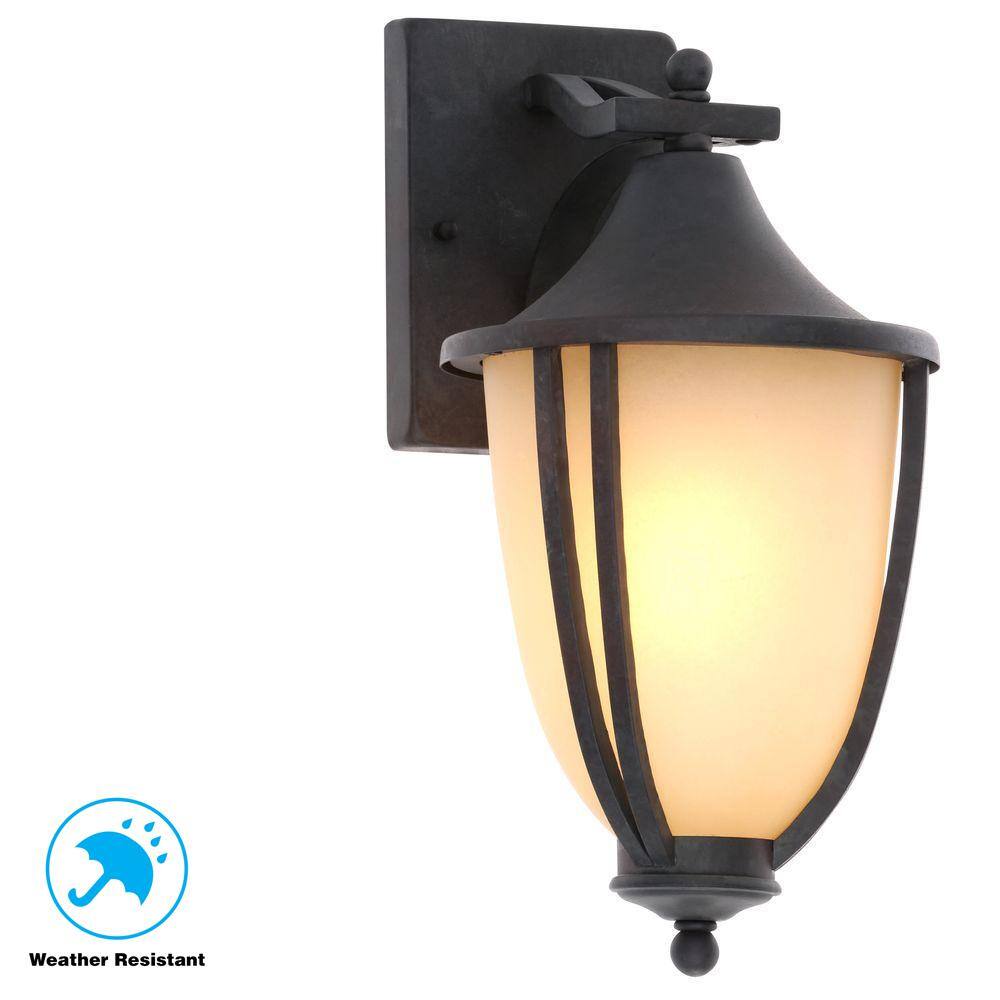 Hampton Bay 1-Light Rustic Iron Outdoor Wall-Mount Lantern Sconce (2-Pack) ESS1691M