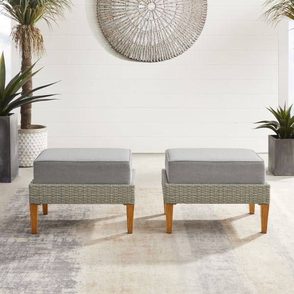 Capella 2Pc Outdoor Wicker Ottoman Set