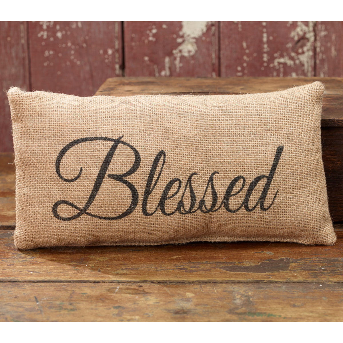 Small Burlap Blessed Country Pillow