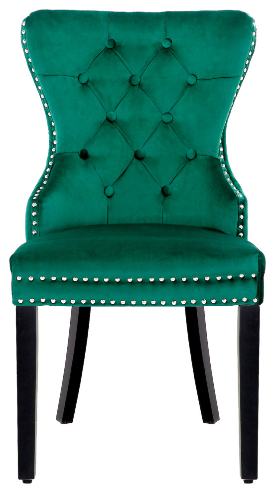 Velvet Upholstered Tufted Dining Chairs (Set of 4) for Kitchen Home  Dark Green   Traditional   Dining Chairs   by WestinTrends  Houzz