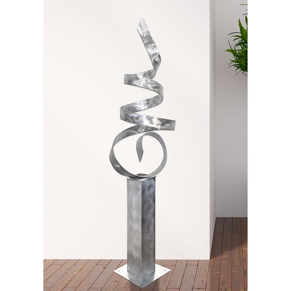 Statements2000 Large Abstract Metal Sculpture Modern Indoor Outdoor Decor by Jon en   Sea Breeze with Silver Base