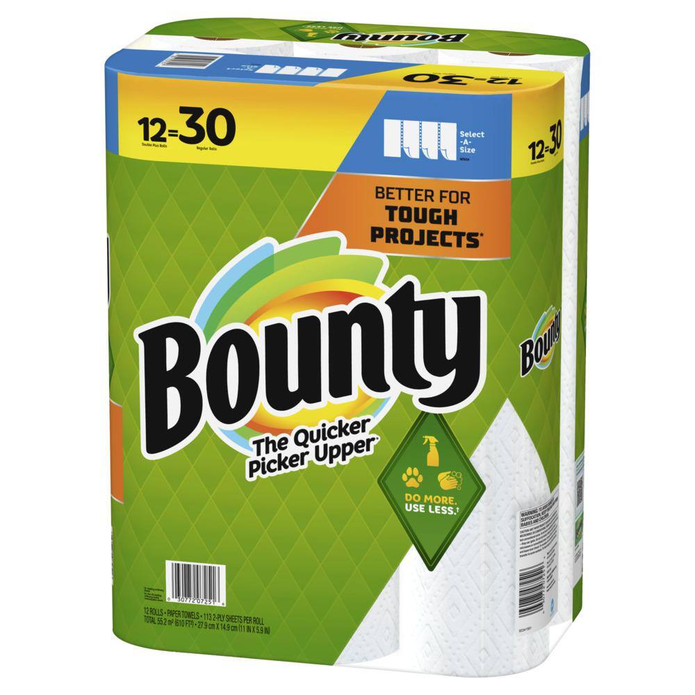 Bounty Select-A-Size White Paper Towel Roll (12 Double Plus Rolls) 003077207251