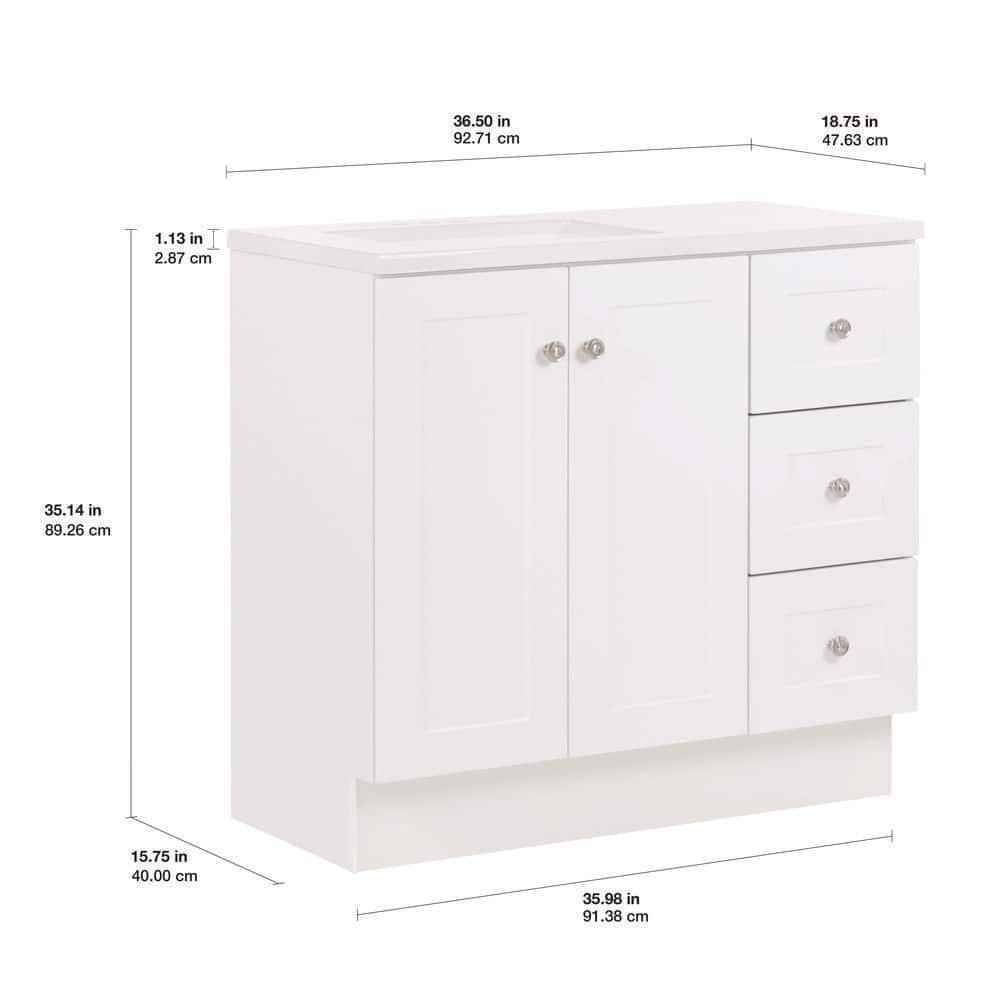 Glacier Bay Bannister 365 in W x 1875 in D x 3514 in H Bath Vanity in White with White Cultured Marble Top