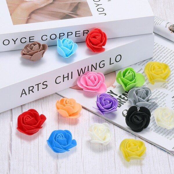 Artificial Rose Flower Heads PE Mini Faux Flowers for DIY Craft 100Pcs