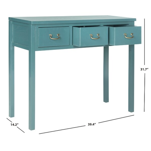 SAFAVIEH Cindy Teal 3-drawer Console Table - 39.4