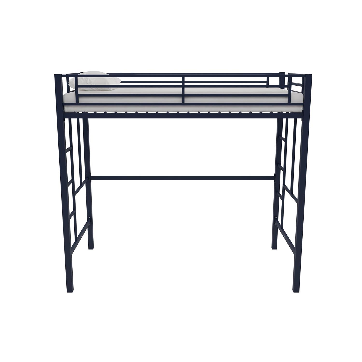 Your Zone Metal Loft Bed Twin Size Navy  Crowdfused