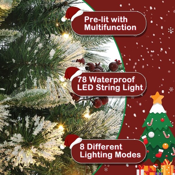 3FT PreLit Fiber Optic Artificial Christmas Tree with 78 Pcs Warm White Led Lights and Snowflake Base