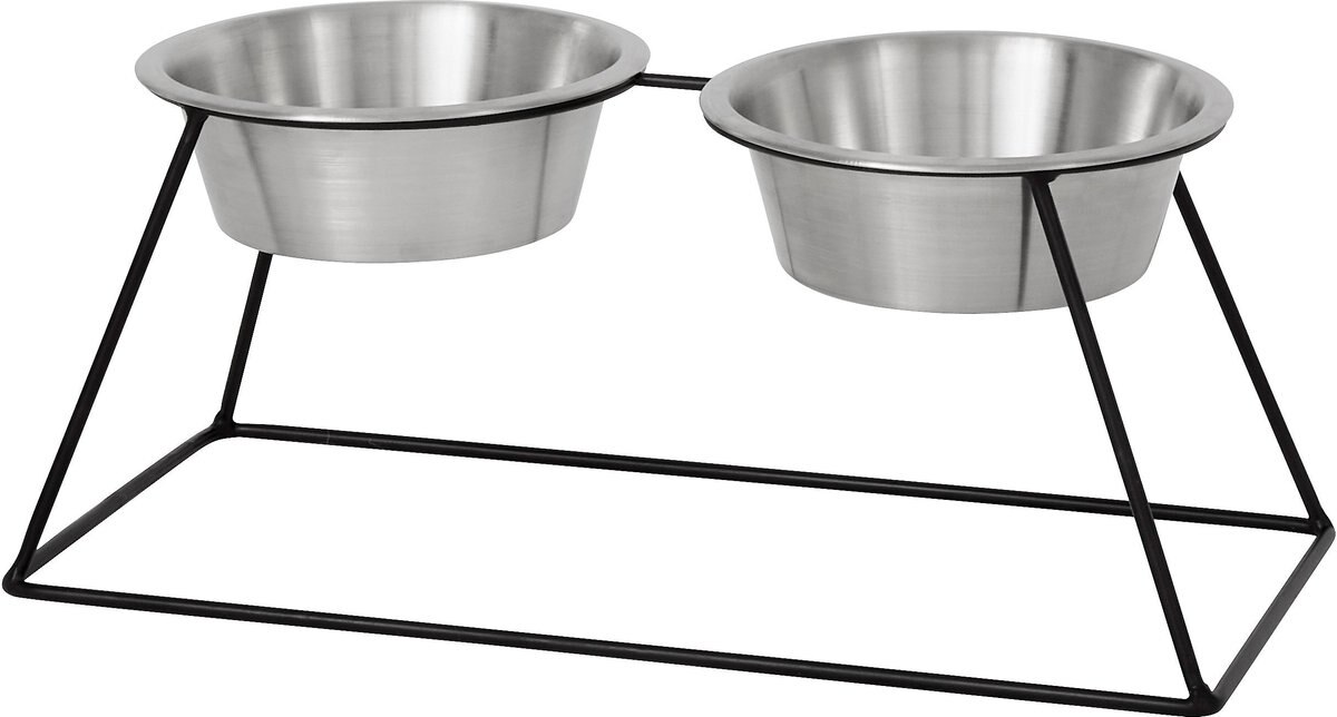 Frisco Pyramid Elevated Stainless Steel Double Diner Dog and Cat Bowl