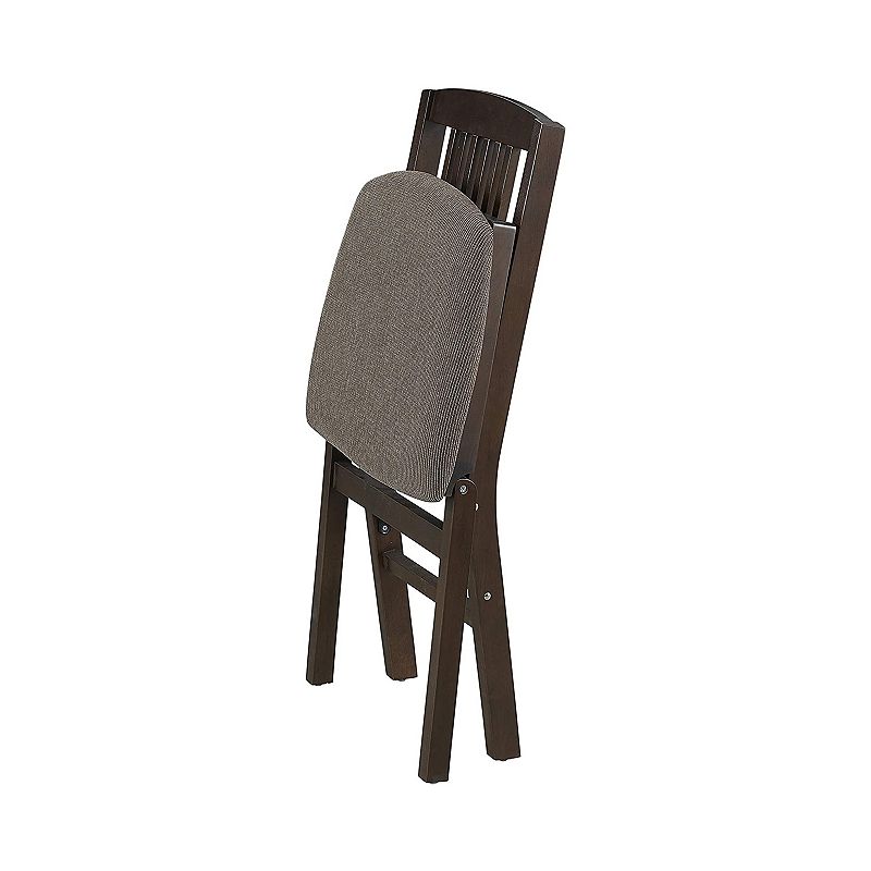 Meco Stakmore Wood Fabric Upholstered Seat Folding Chair Set， Espresso (2 Pack)