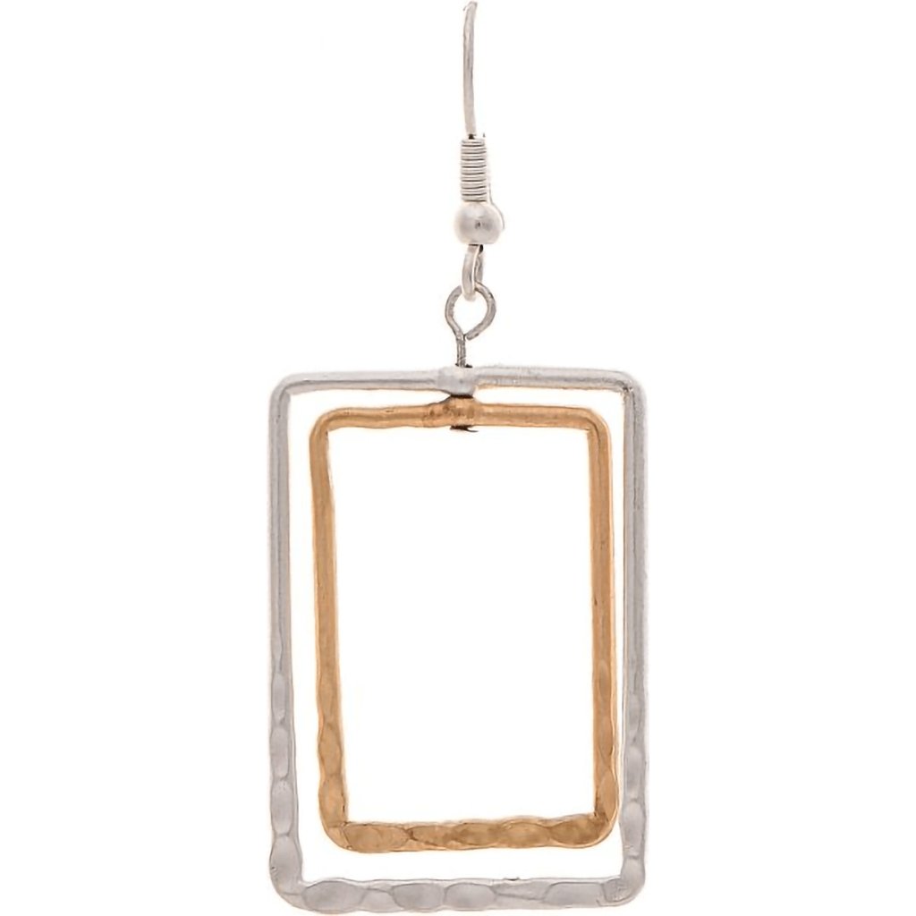 Rain  Two Tone Square in Square Earrings