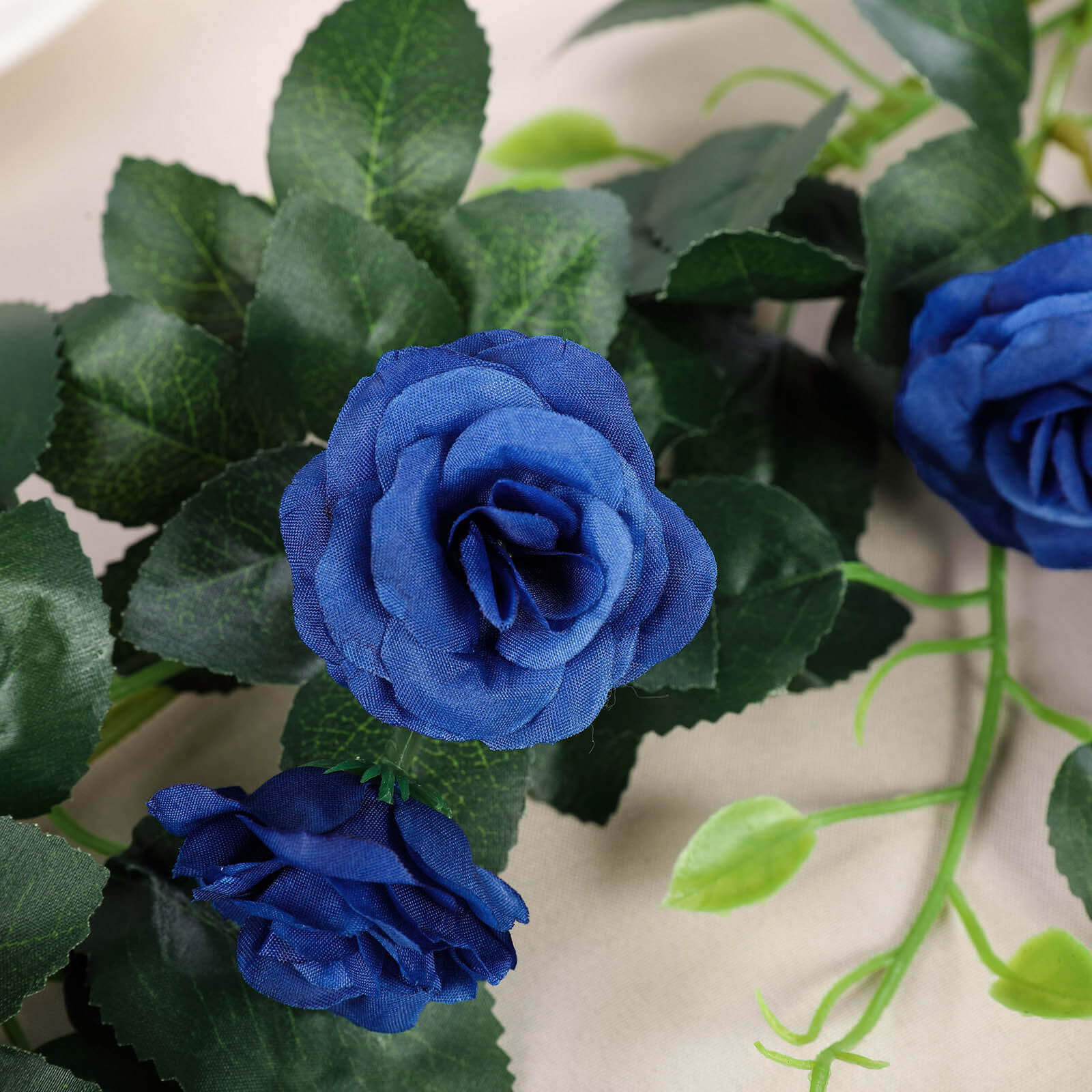 20 Royal Blue Artificial Silk Roses Flower Garland, Hanging Vine 6ft