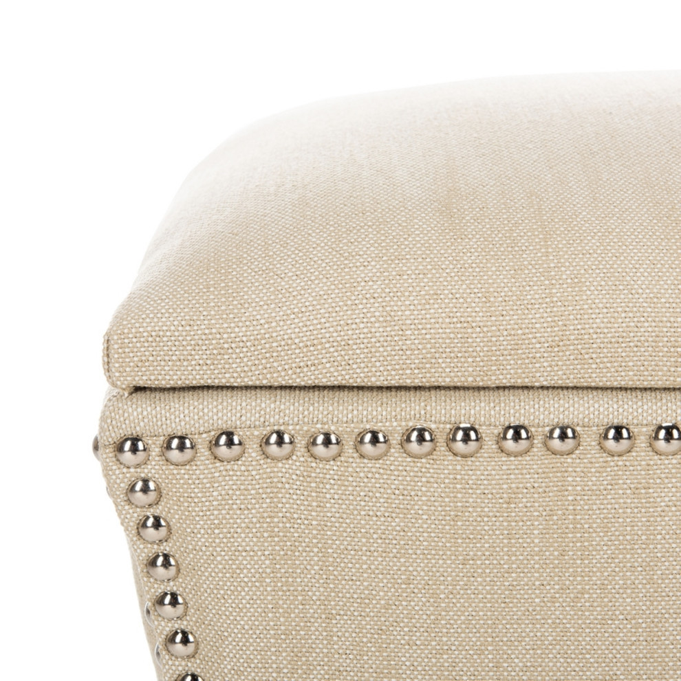 Sheehan Ottoman Silver Nail Heads Beige   Transitional   Footstools And Ottomans   by AED Luxury Home Decor  Houzz