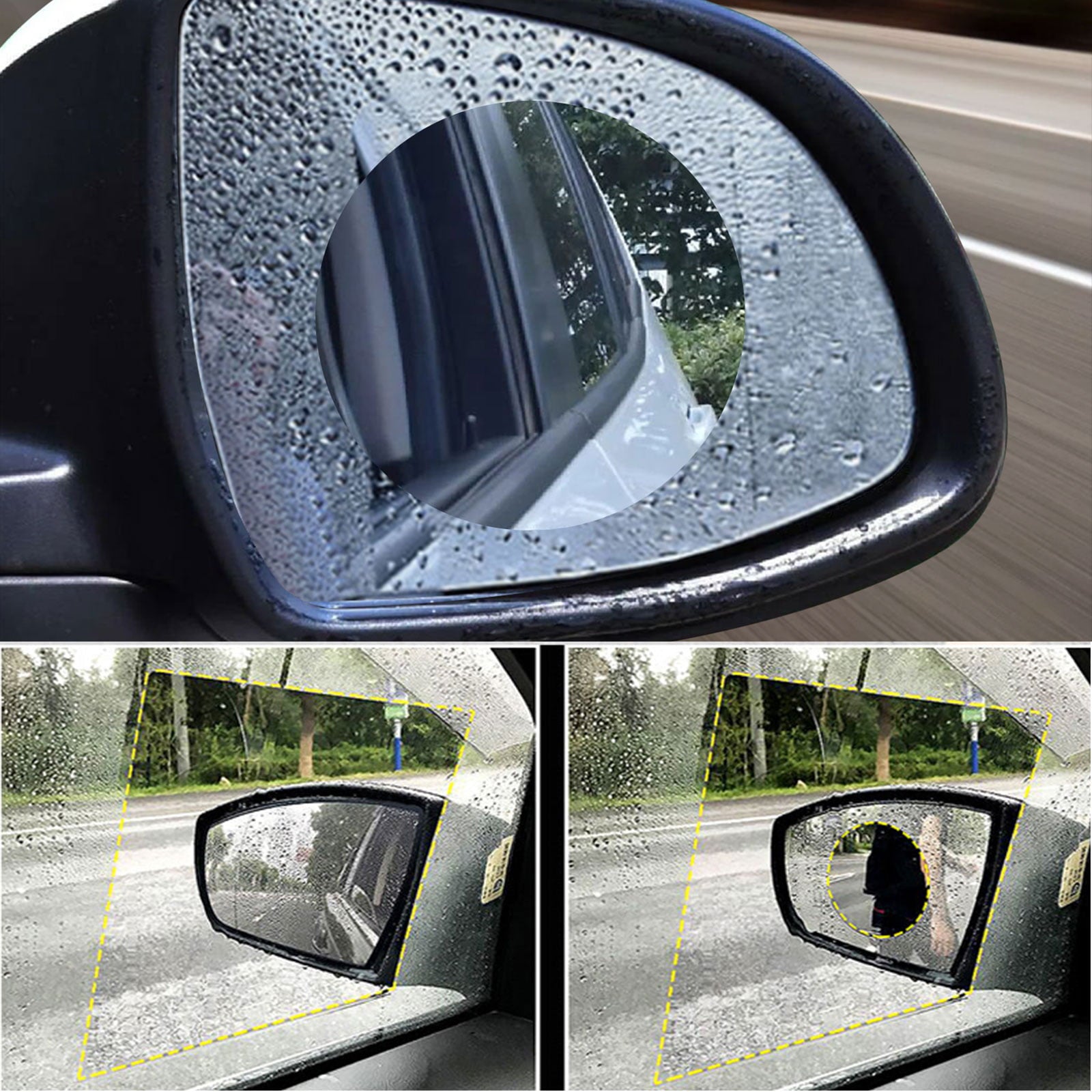 4pcs Car Rearview Mirror Film， EEEkit Car Side View Mirror HD Nano Film， Anti Fog Glare Rainproof Mirror Window Film for Car Side Mirrors Windows， Protective Film Sticker Drive Safely for Cars