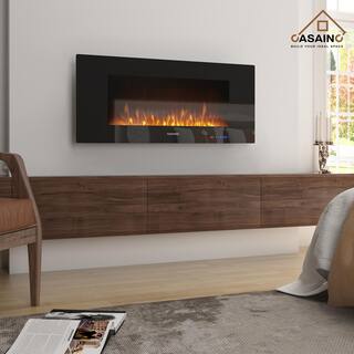 CASAINC 42 in. Black Toughened Wall Mounted Electric Fireplace Winter Home Decor VL-WF-WM42