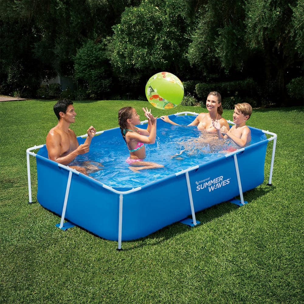 Summer Waves 8 ft. x 4 ft. x 26 in. D Rectangular Small Metal Frame Pool P30509260