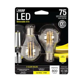 Feit Electric 75-Watt Equivalent A15 Intermediate-Base Dimmable Filament Clear Glass LED Ceiling Fan Light Bulb in Soft White(24-Pack) BPA1575N827FIL212