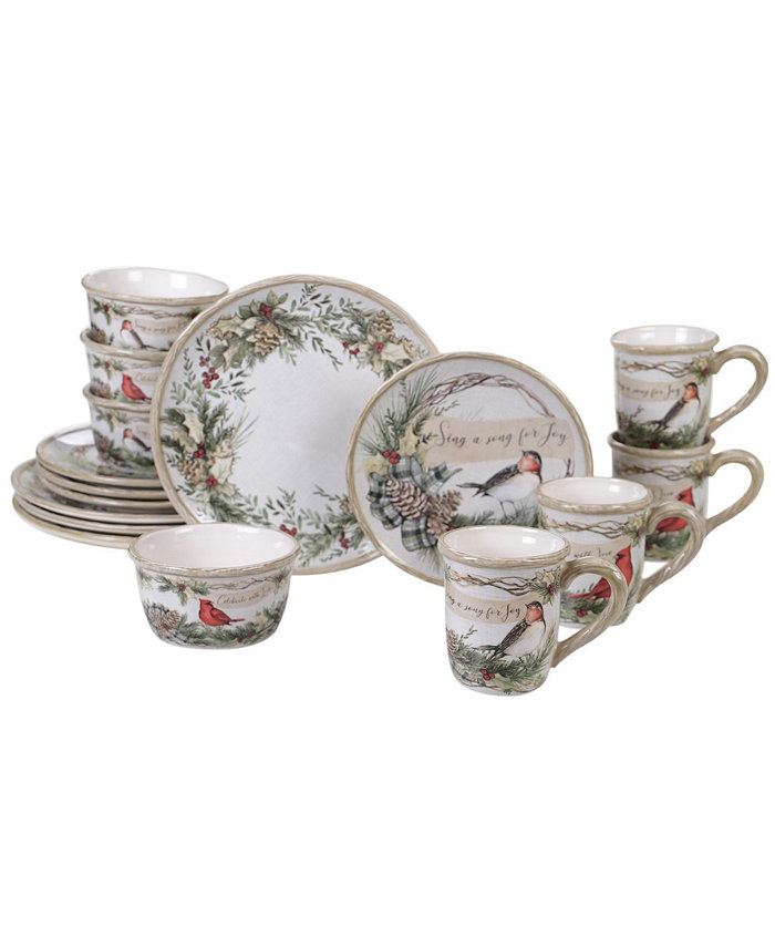 Certified International Holly and Ivy 16pc Dinnerware Set