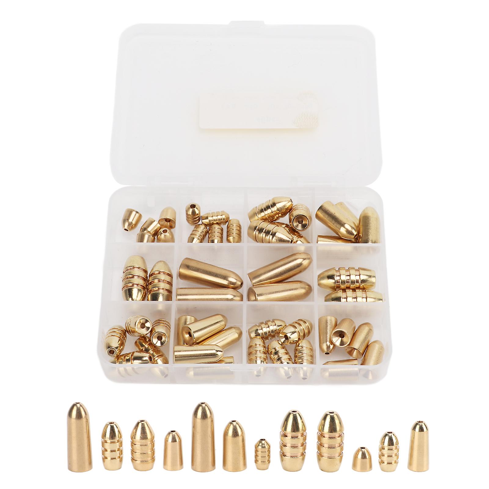 46pcs Fishing Brass Sinkers Weights Kit Tackle Sinkers With Box For Freshwater Saltwater Bass Fishing